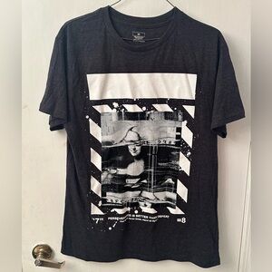 Mona Lisa Graphic Motivation Tee Grey Mens Size M